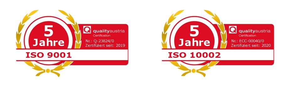 5 Jahre Zertifizierung ISO 9001 / ISO 10002